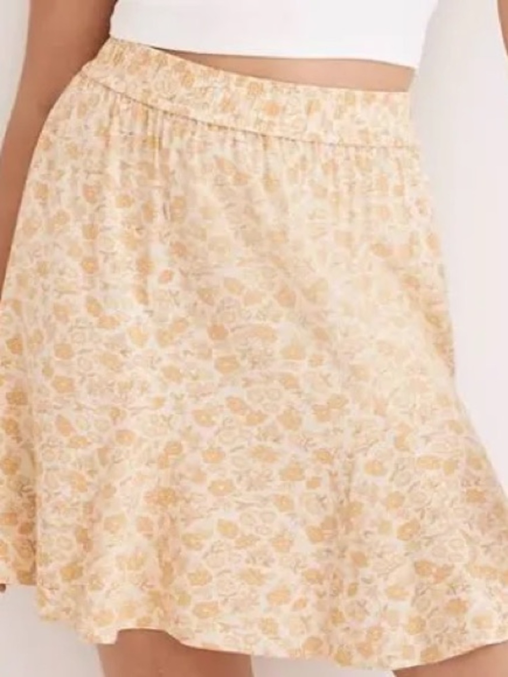 Madewell pull on swing mini Yellow Floral Skirt